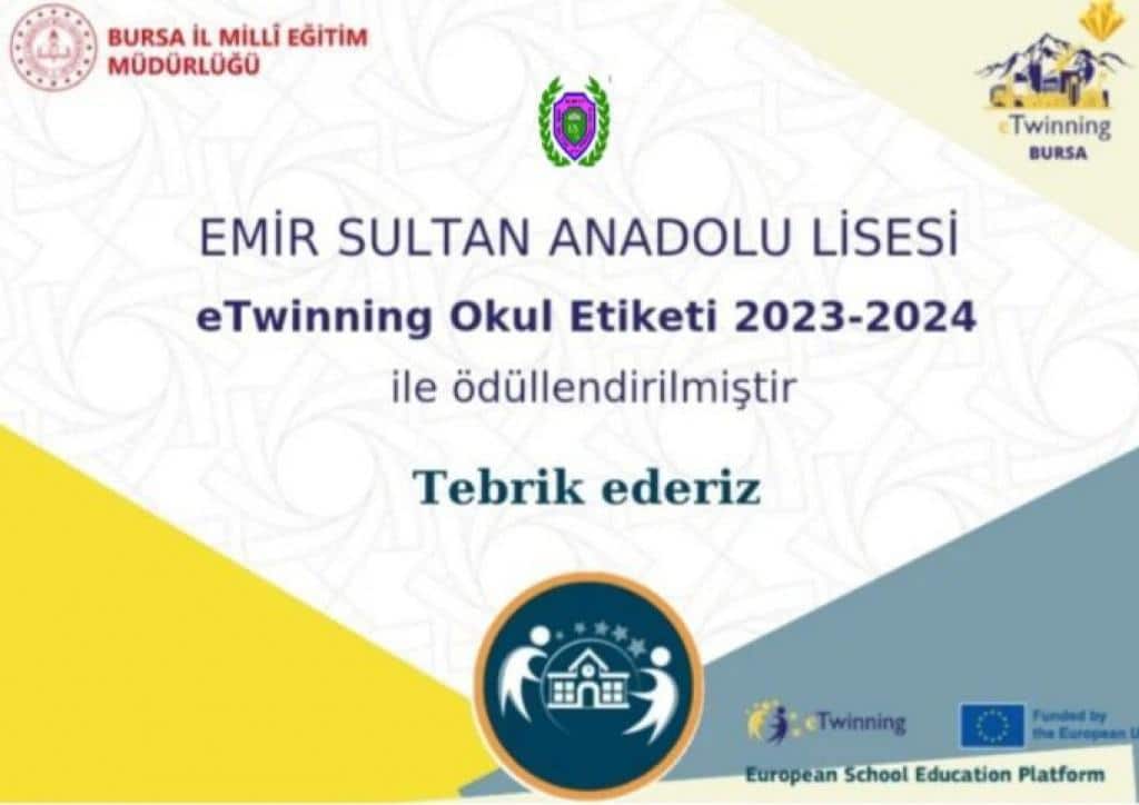 ETwinning OKUL ETİKETİ - Emir Sultan Anadolu Lisesi